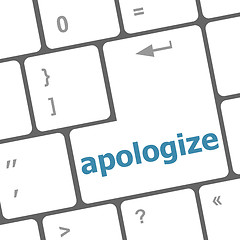 Image showing Keyboard with Enter button, apologize word on it