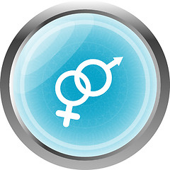 Image showing round button with male female symbol isolated on white