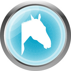 Image showing horse sign button, web icon isolated on white