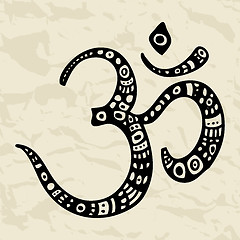 Image showing Ohm. Om Aum Symbol.  Hand drawn illustration.