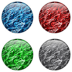 Image showing Glass Circle Button Colorful Neon Waves