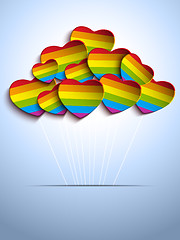 Image showing Gay Flag Hearts Balloons Background
