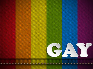 Image showing Gay Flag Button on Jeans Fabric Texture