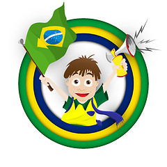 Image showing Brazil Sport Fan with Flag and Horn