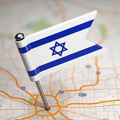 Image showing Israel Small Flag on a Map Background.