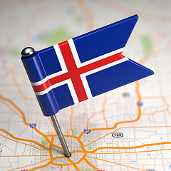 Image showing Iceland Small Flag on a Map Background.