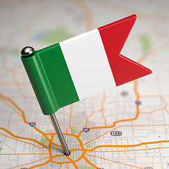 Image showing Italy Small Flag on a Map Background.