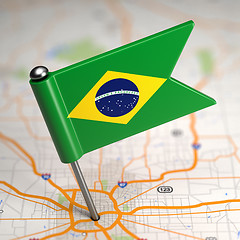 Image showing Brazil Small Flag on a Map Background.