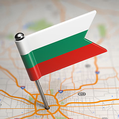 Image showing Bulgaria Small Flag on a Map Background.