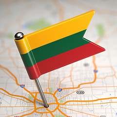 Image showing Lithuania Small Flag on a Map Background.