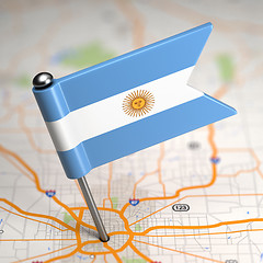 Image showing Argentina Small Flag on a Map Background.