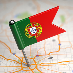 Image showing Portugal Small Flag on a Map Background.