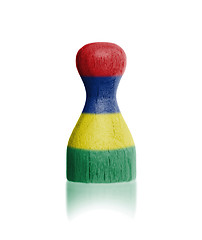 Image showing Wooden pawn with a flag painting