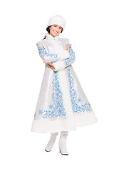 Image showing Nice brunette in a snow maiden costume