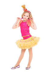 Image showing Beautiful little girl posing in candy suit