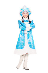 Image showing Young brunette wearing like snow maiden