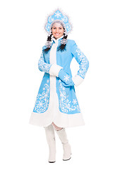 Image showing Young woman in a suit of snow maiden