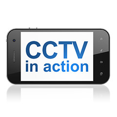Image showing Security concept: CCTV In action on smartphone