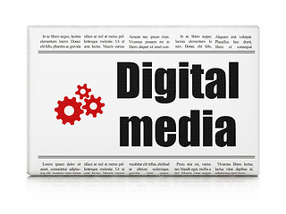 Image showing Advertising news concept: newspaper with Digital Media and Gears