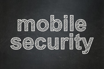 Image showing Mobile Security on chalkboard background