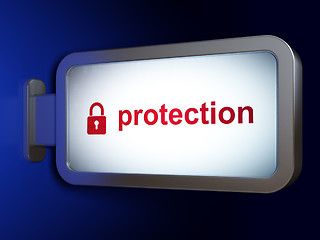 Image showing Security concept: Protection and Closed Padlock on billboard