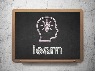 Image showing Education concept: Head With Lightbulb and Learn on chalkboard