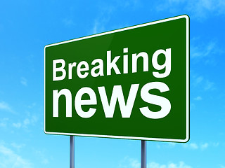 Image showing Breaking News on road sign background