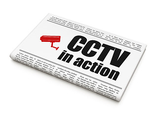 Image showing Safety news concept: newspaper with CCTV In action