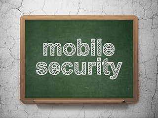 Image showing Mobile Security on chalkboard background