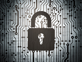 Image showing Safety concept: circuit board with Closed Padlock