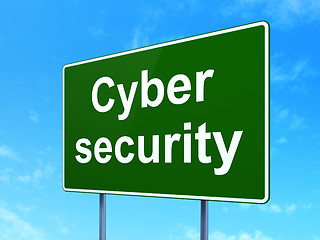 Image showing Safety concept: Cyber Security on road sign background