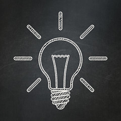 Image showing Business concept: Light Bulb on chalkboard background