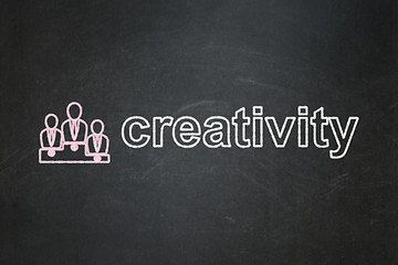 Image showing Advertising concept: Business Team and Creativity on chalkboard