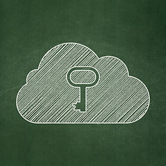 Image showing networking concept: Cloud With Key on chalkboard