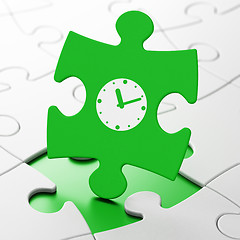 Image showing Time concept: Clock on puzzle background