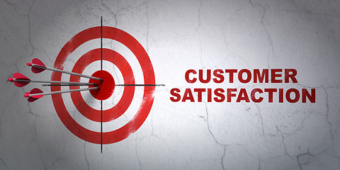 Image showing Marketing concept: target and Customer Satisfaction on wall