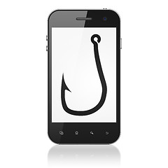 Image showing Privacy concept: Fishing Hook on smartphone