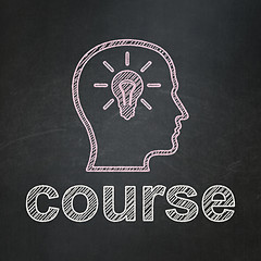 Image showing Education concept: Head With Lightbulb and Course on chalkboard