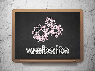 Image showing Web design concept: Gears and Website on chalkboard background