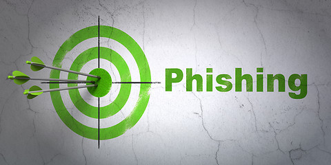 Image showing Safety concept: target and Phishing on wall background