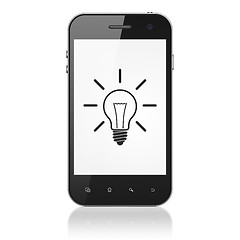 Image showing Business concept: Light Bulb on smartphone