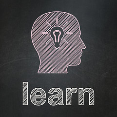 Image showing Education concept: Head With Light Bulb and Learn on chalkboard