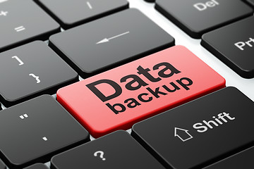 Image showing Data Backup on computer keyboard background