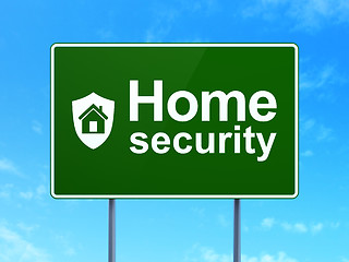 Image showing Privacy concept: Home Security and Shield on sign background