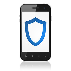 Image showing Protection concept: Contoured Shield on smartphone