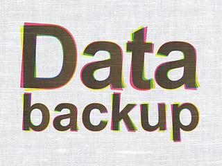 Image showing Data Backup on fabric texture background