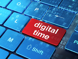 Image showing Digital Time on computer keyboard background