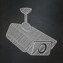Image showing Security concept: Cctv Camera on chalkboard background