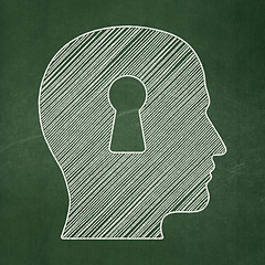 Image showing Business concept: Head With Keyhole on chalkboard background