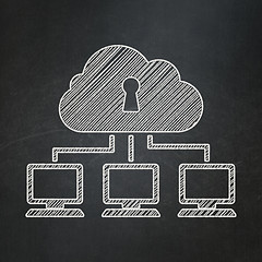 Image showing Safety concept: Cloud Network on chalkboard background